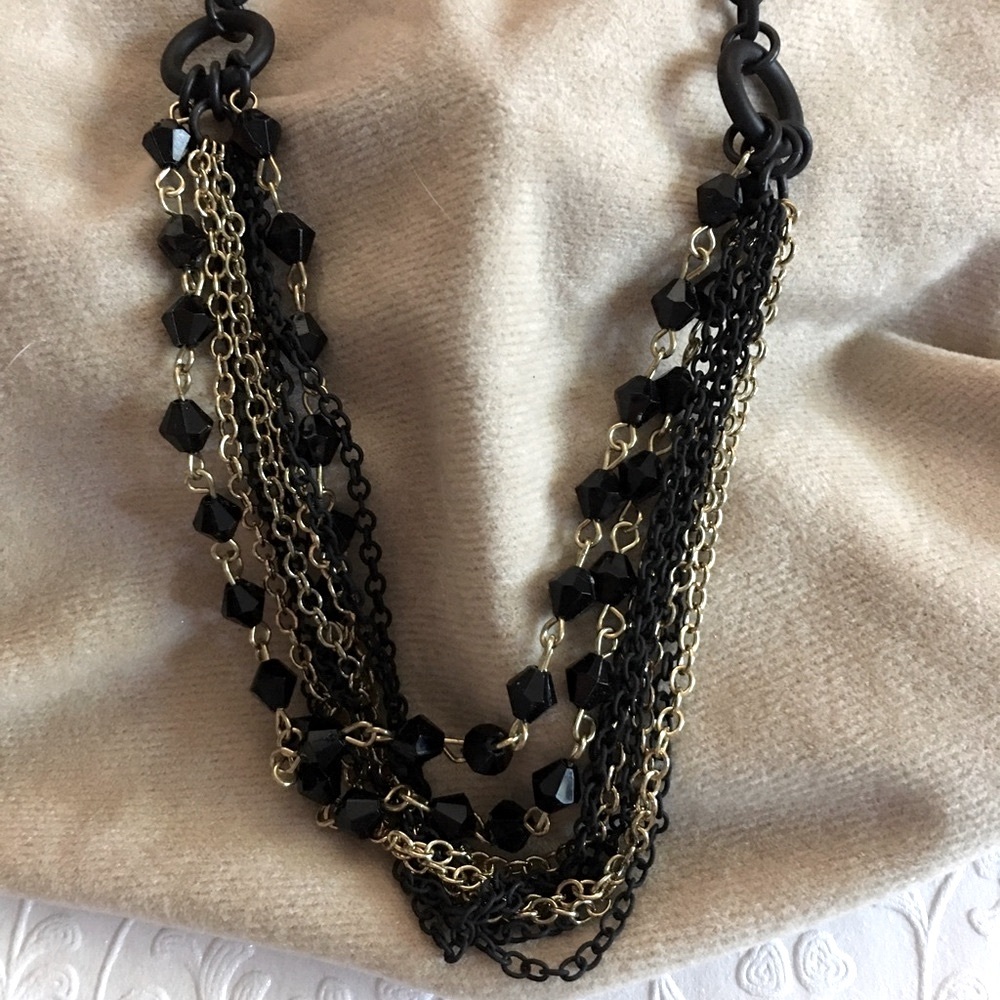 Black & Gold Multi Strand Necklace